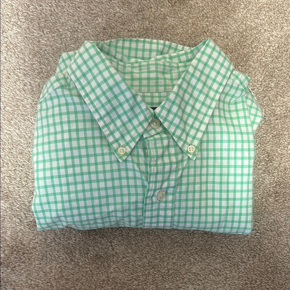 Ralph Lauren Green and White Casual Button Down Shirt Classic Fit